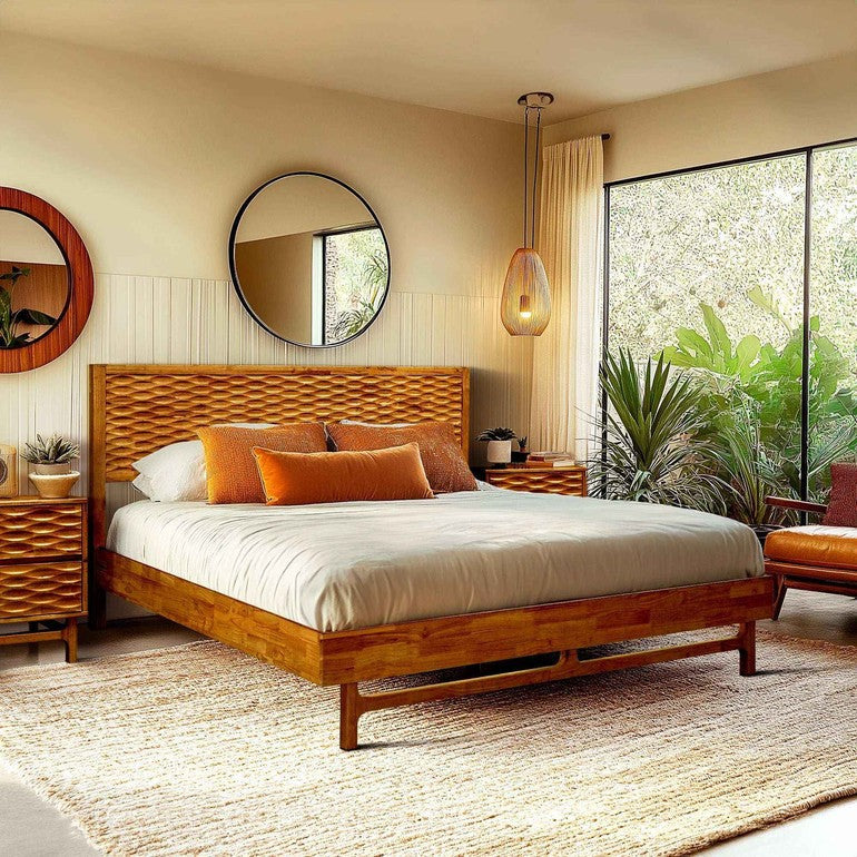 Acacia Elara Platform Bed Frame with Headboard - Stylish and Durable Design