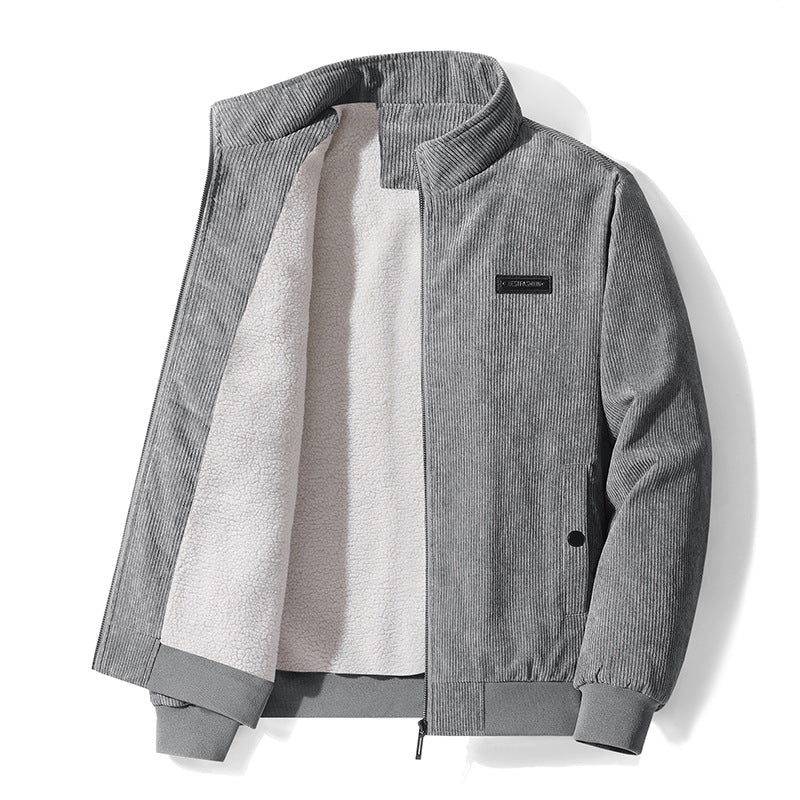 Men's Thickened Corduroy Winter Coat - Large Size