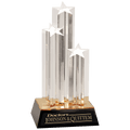 11 3/4 Clear Triple Star Column Premium Acrylic With Gold/Black Base
