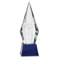 11 Obelisk Facet Optic Crystal On Blue Pedestal Base
