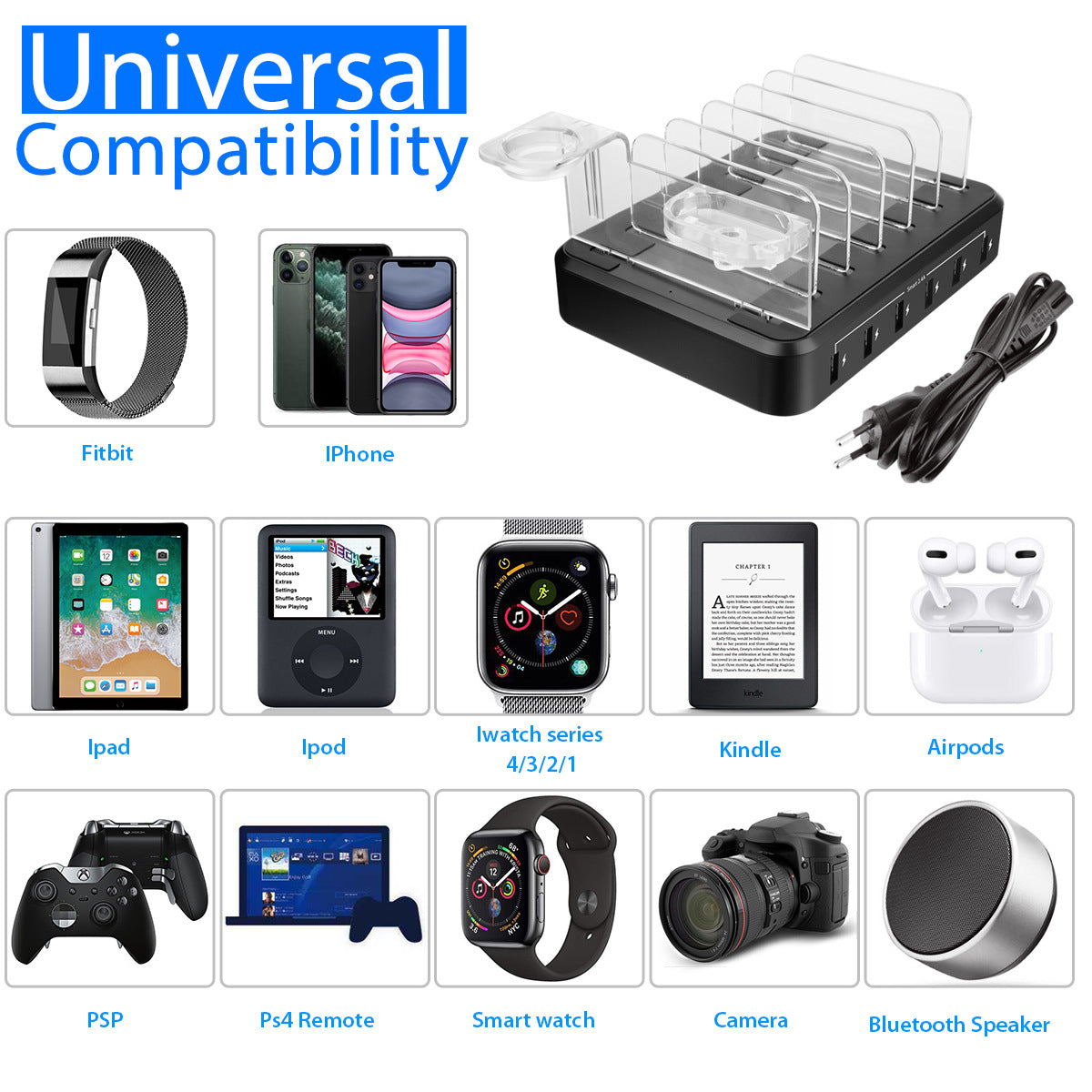 6-port 60W Charger USB Multi-port Charging Station