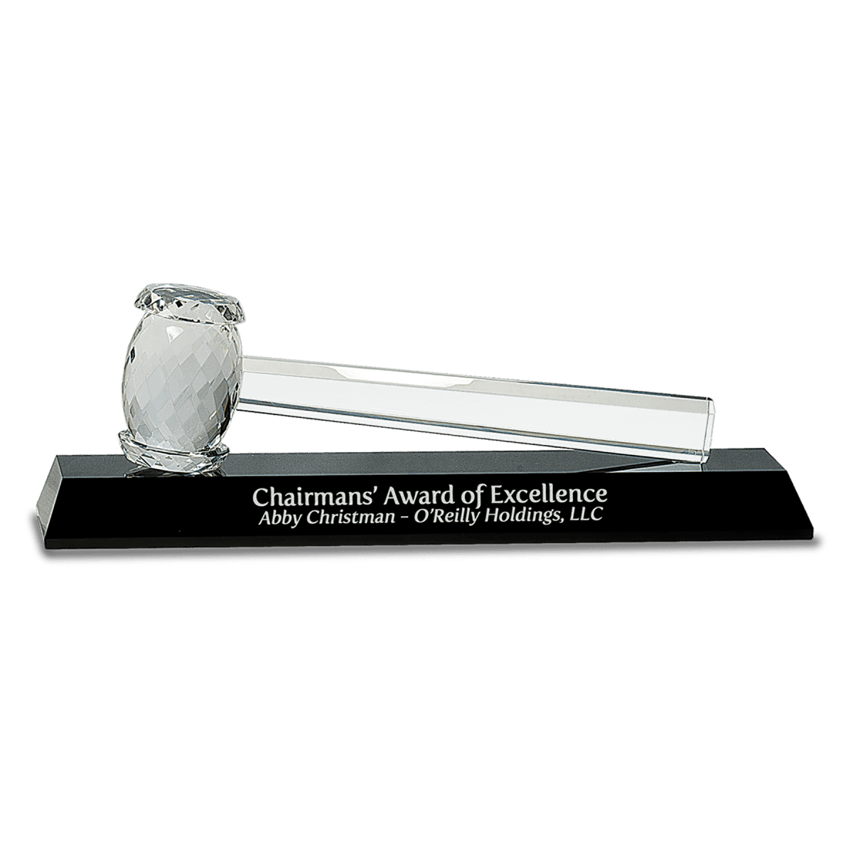 13 7/8 X 4 1/4 Optic Crystal Gavel On Black Base