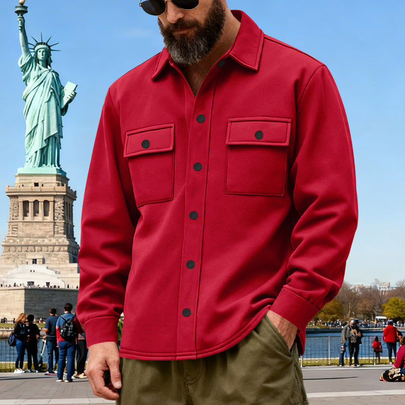 American Heavyweight Loose Fleece-lined Men's Outdoor Workwear Warm Jacket