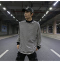 Oversized Striped T-Shirt with Ribbed Collar