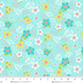 Jubilee Blue Modern Floral Cotton 44" / 45" Fabric per yard