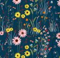 Navy Blue Over The Hill View 43"/44" Cotton Fabric Per Yard