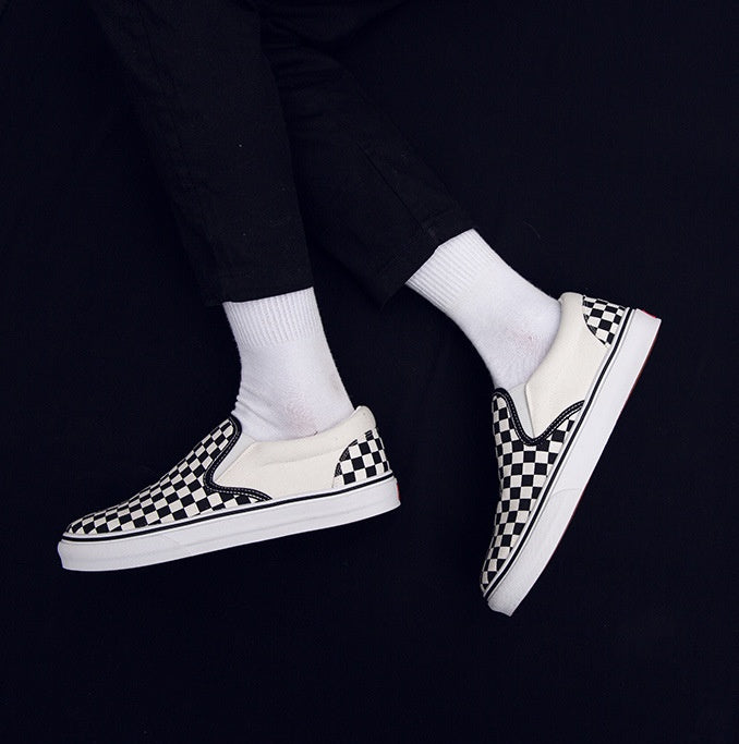Korean version of casual wild students low to help men's shoes Harajuku ulzzang lattice one pedal men canvas shoes lazy