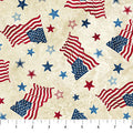 Stars And Stripes 14 Multi Flags And Star Beige Cotton 43"/44" Fabric Per Yard