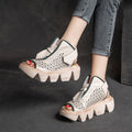 Top Layer Leather Velcro Hollow Sandals for Women