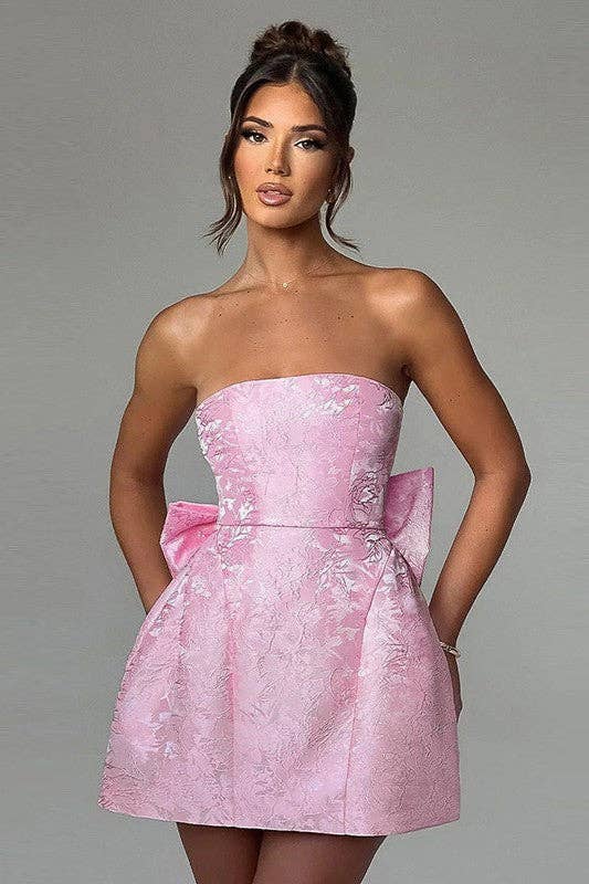 Sexy Marilyn Pink Strapless Bow Dress