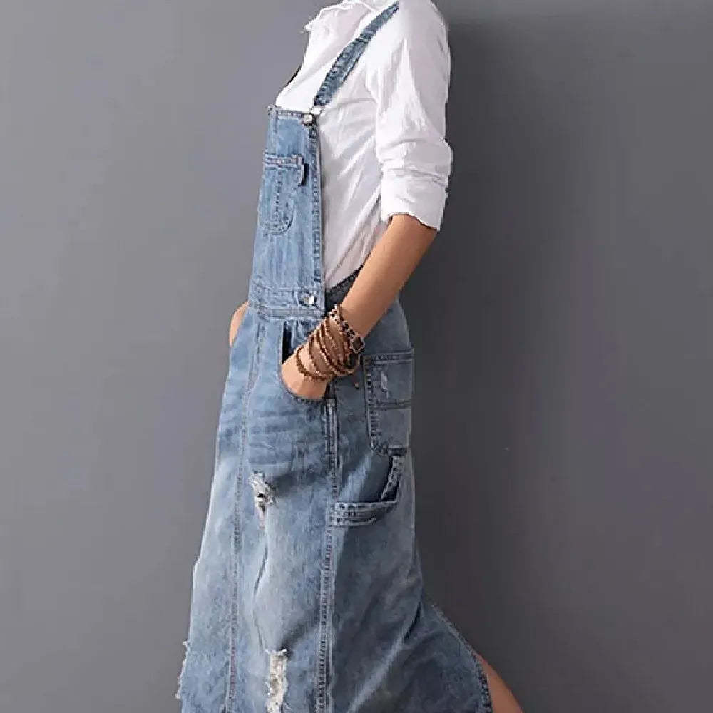 Women's Fashion Denim Strap Skirt