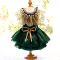 Dog Dress Green Velvet Emerald Pearl