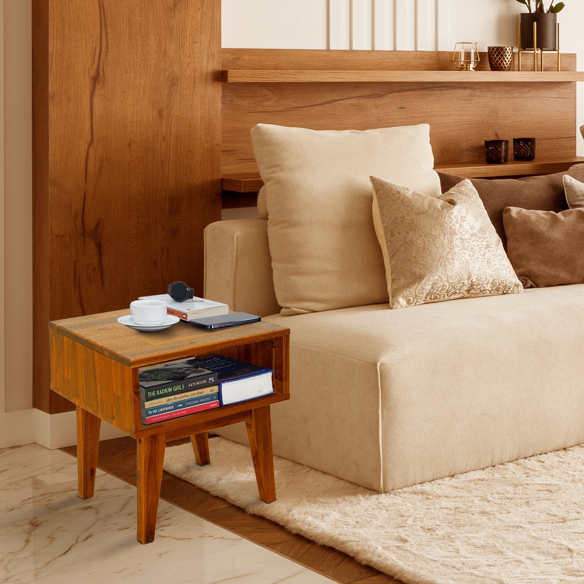 Acacia Serena Solid Wood Nightstand - Elegant and Durable Bedside Storage