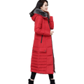 Hooded Padded Jacket with Fur Collar and Color Block