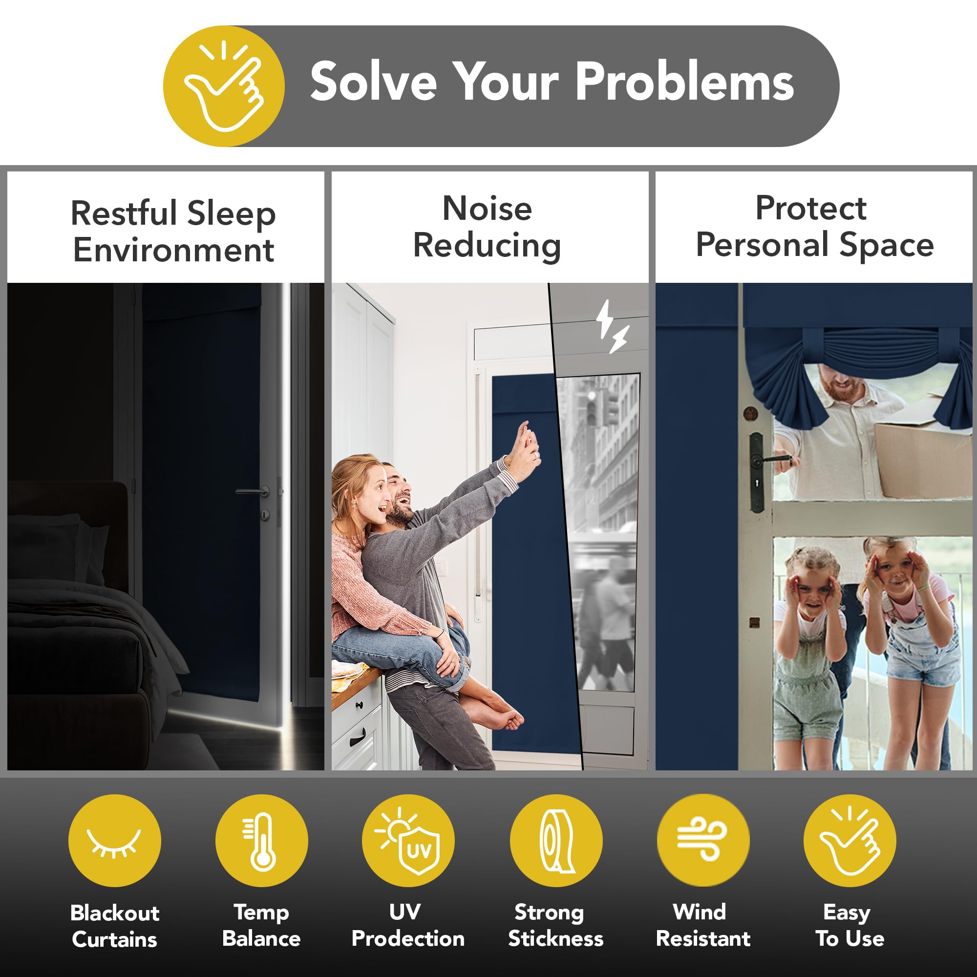 Blackout Door Curtain, Thermal Insulated, 26x80 Inch