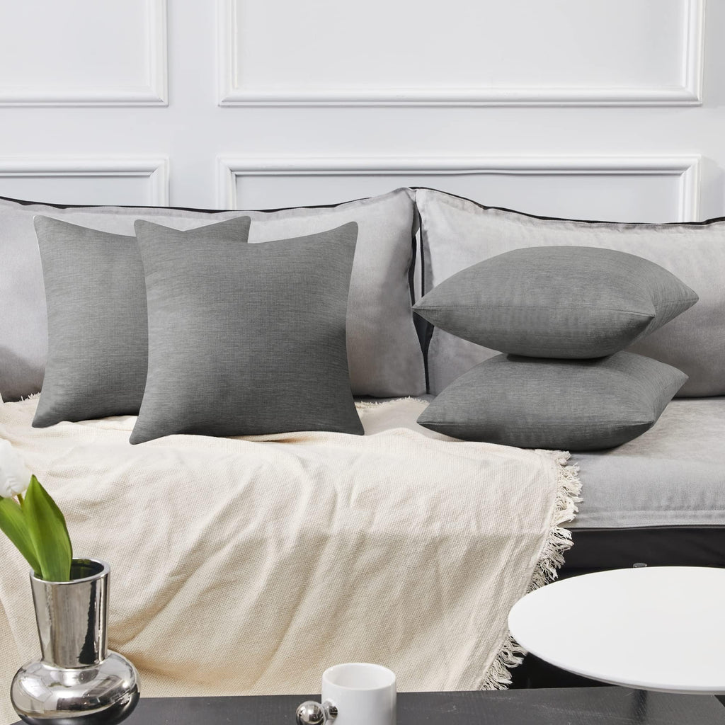 Decorative Linen Throw Pillow Covers, 18x18 Inch, 4 PCS