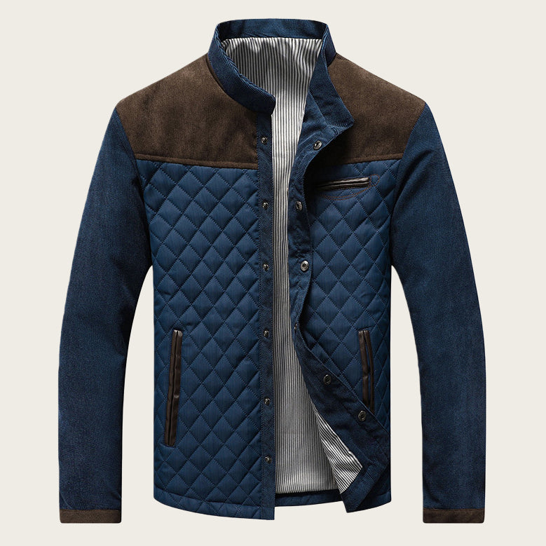 Zip-up Slim-fit Side Seam Pocket Non-hooded Blue Casual Youth Jacket