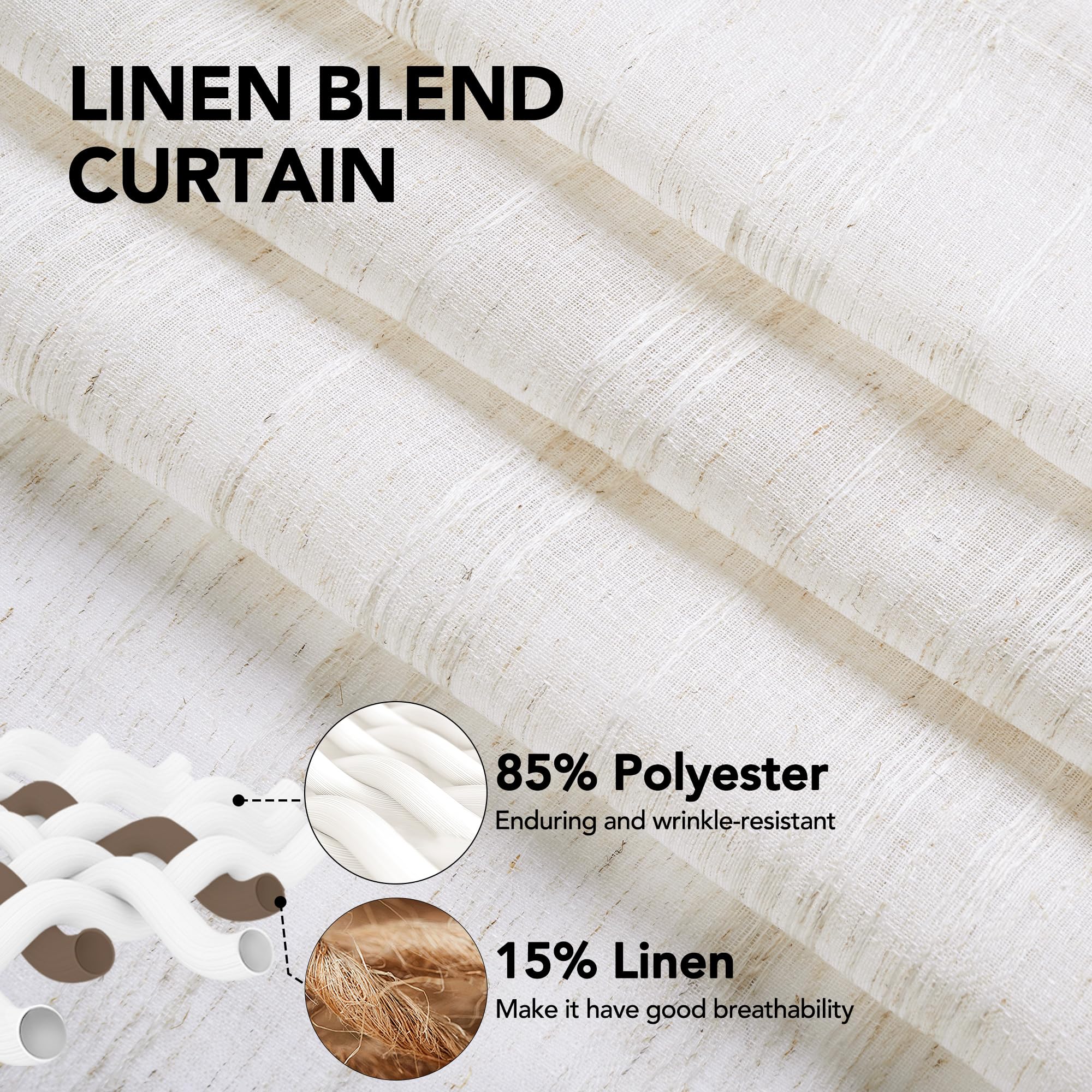 Natural Farmhouse Cafe Tier Curtains, 2 Panels