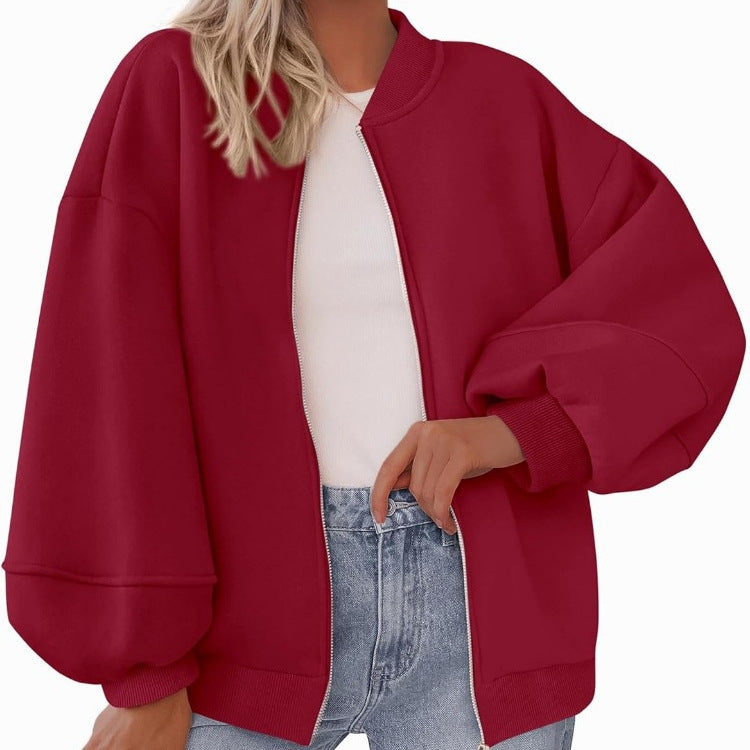 Zip Sweatshirt Jacket Casual Long Sleeve Pilot Coat