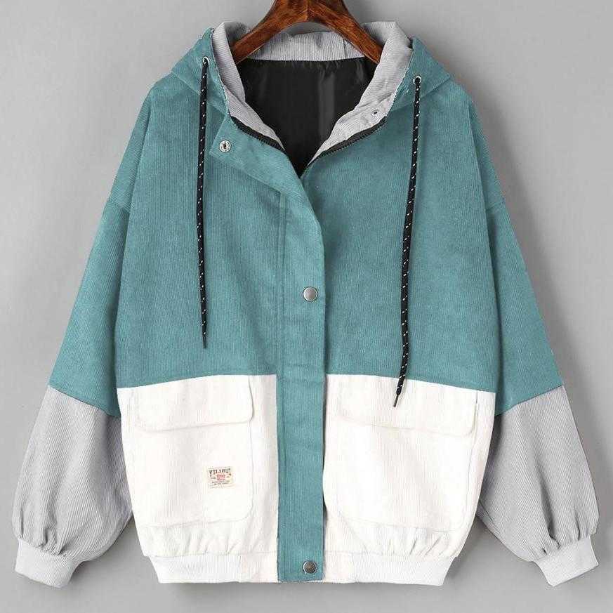 Oversized Corduroy Patchwork Jackets for Women