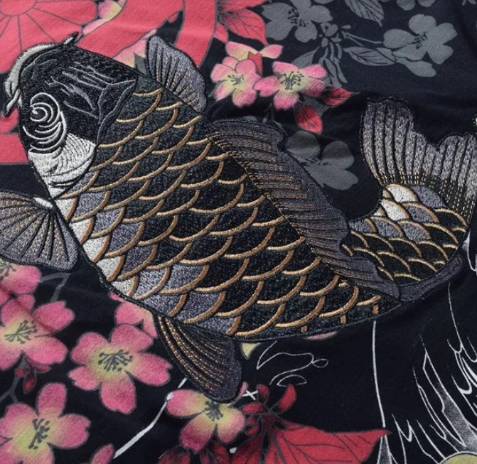 Embroidered Koi Fish T-shirt in Chinese Style