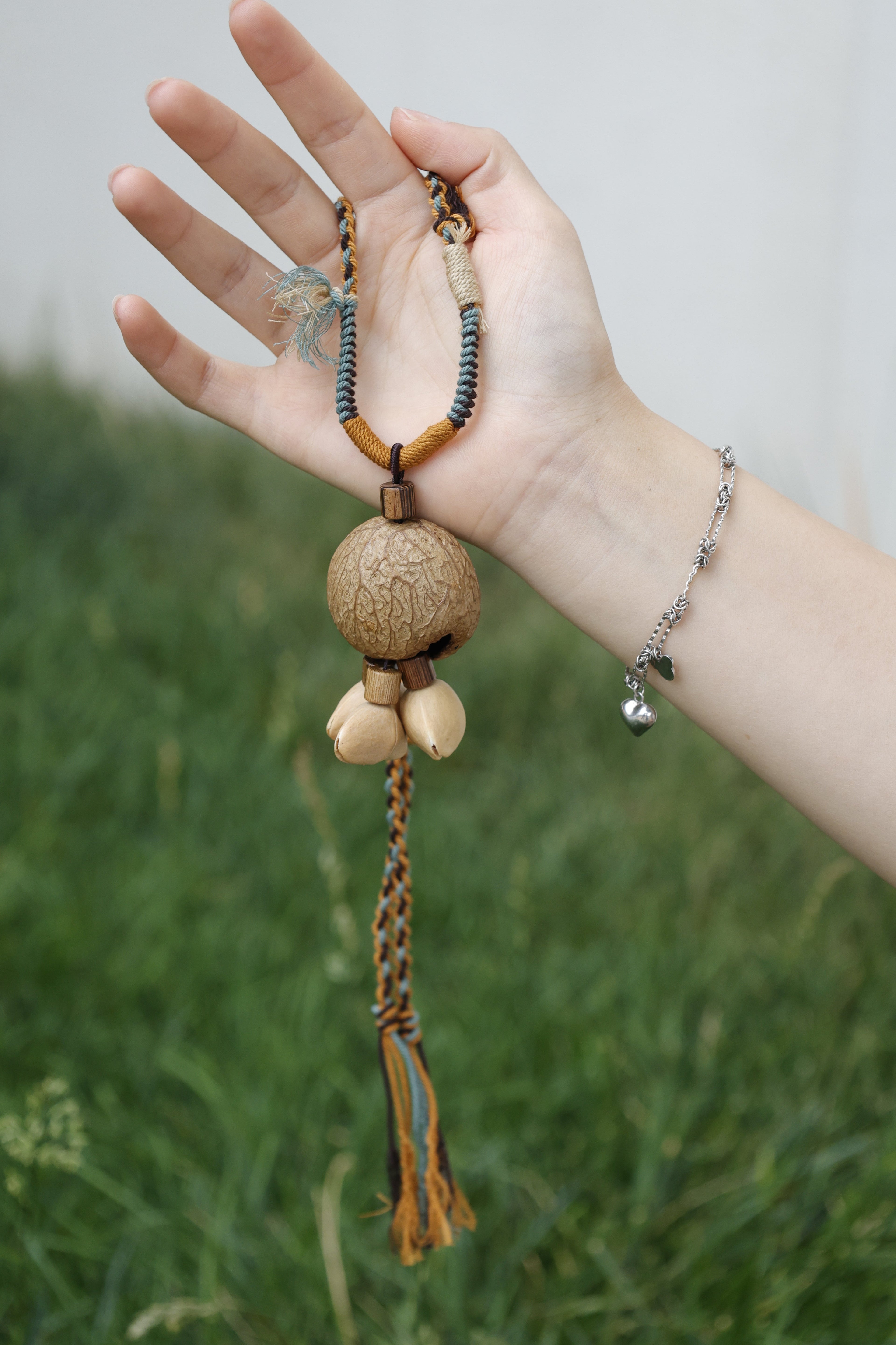 "The Nomad's Braid" - Hand-Woven Statement Necklace with Long Tassel Tail & Seed Pod