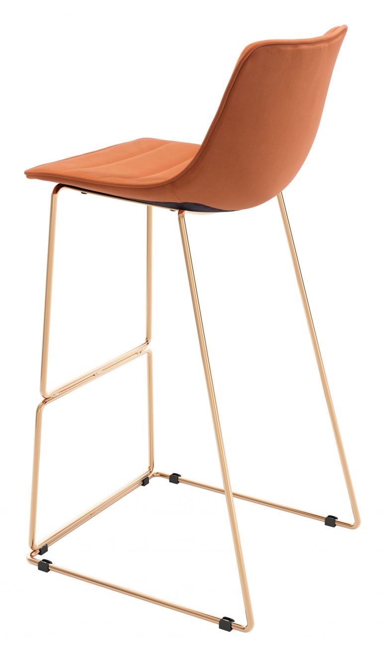 Adele Orange Fabric Barstool 2PC