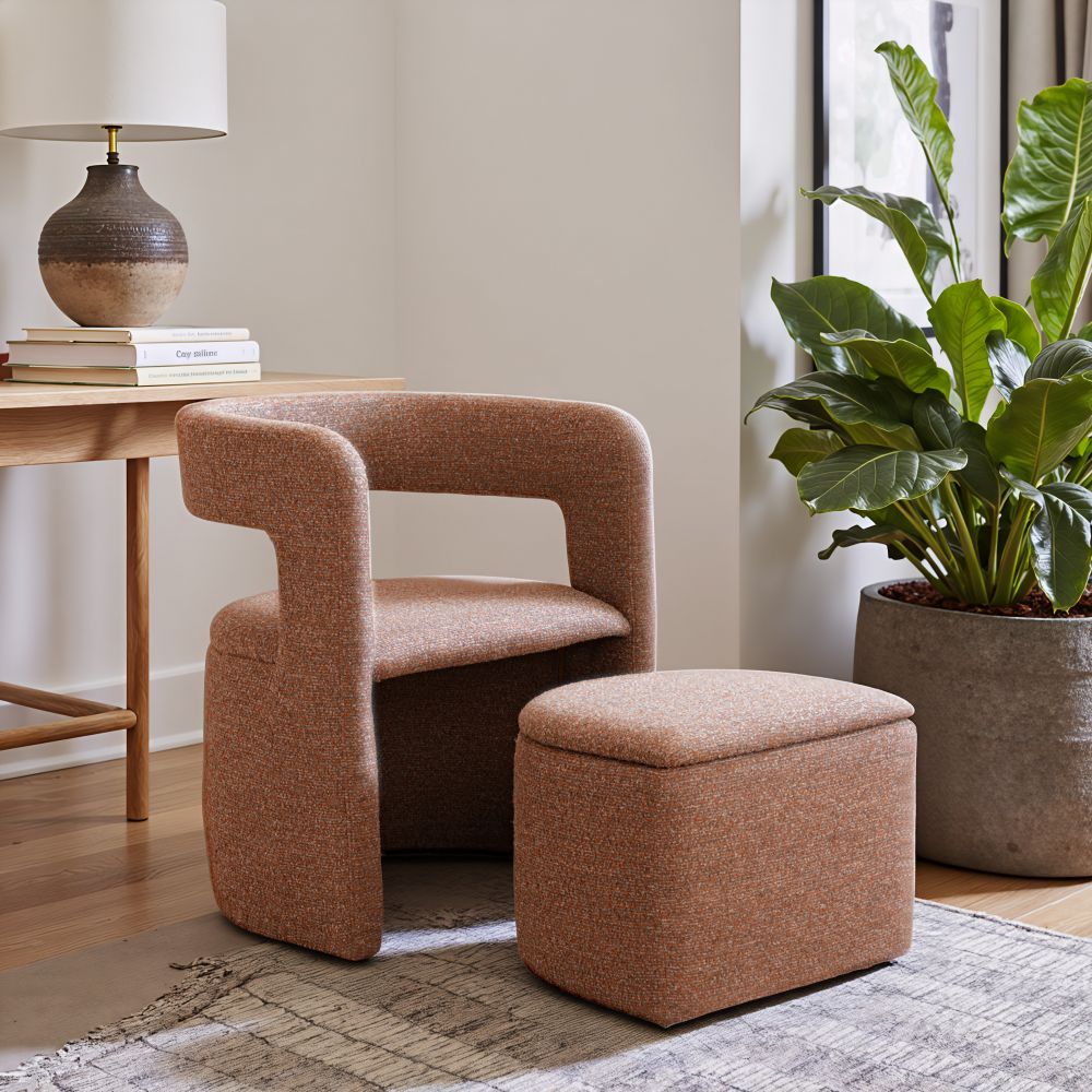 Atria Tawny Brown Fabric Club Chair with Ottoman