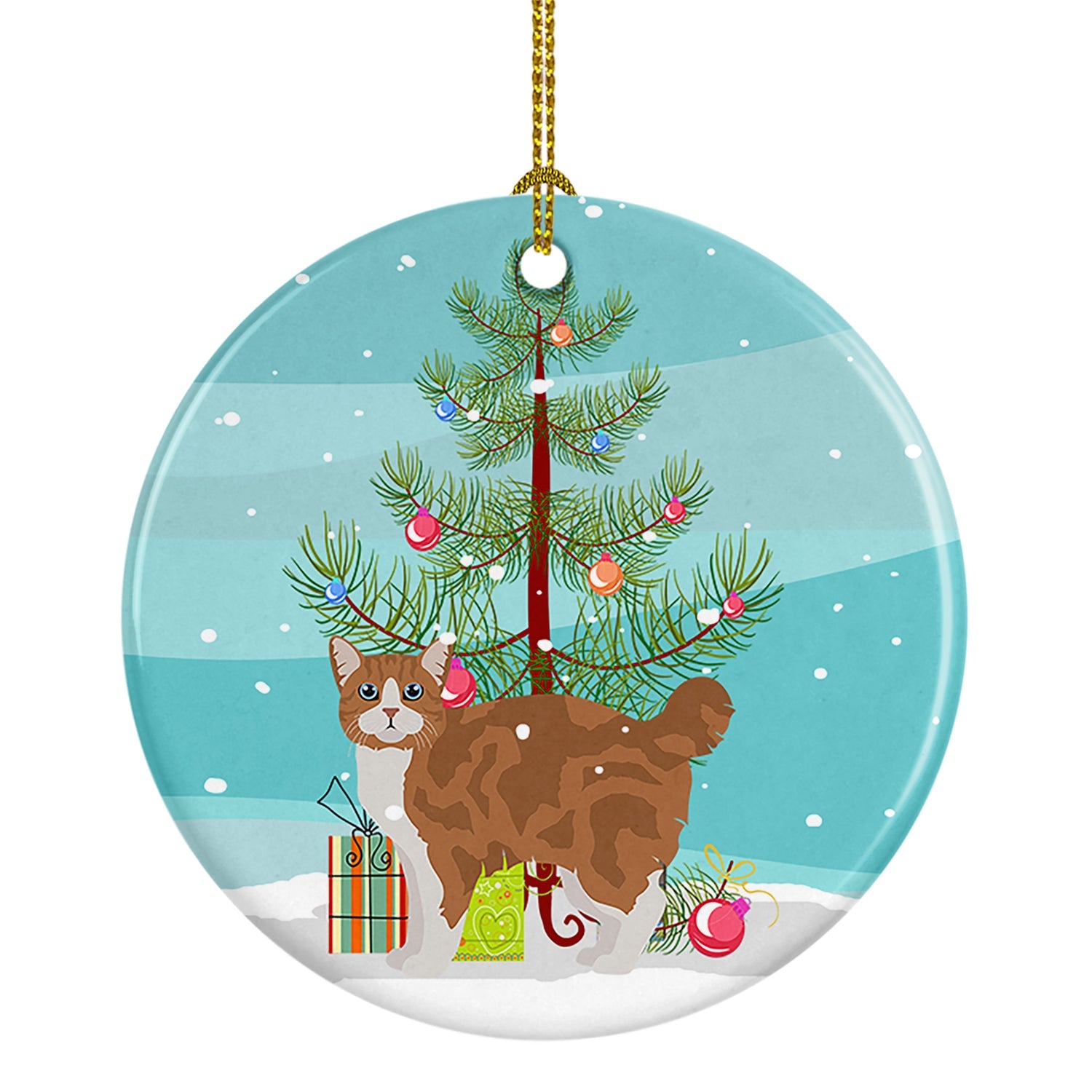 Manx Cat Christmas Ceramic Ornament-0
