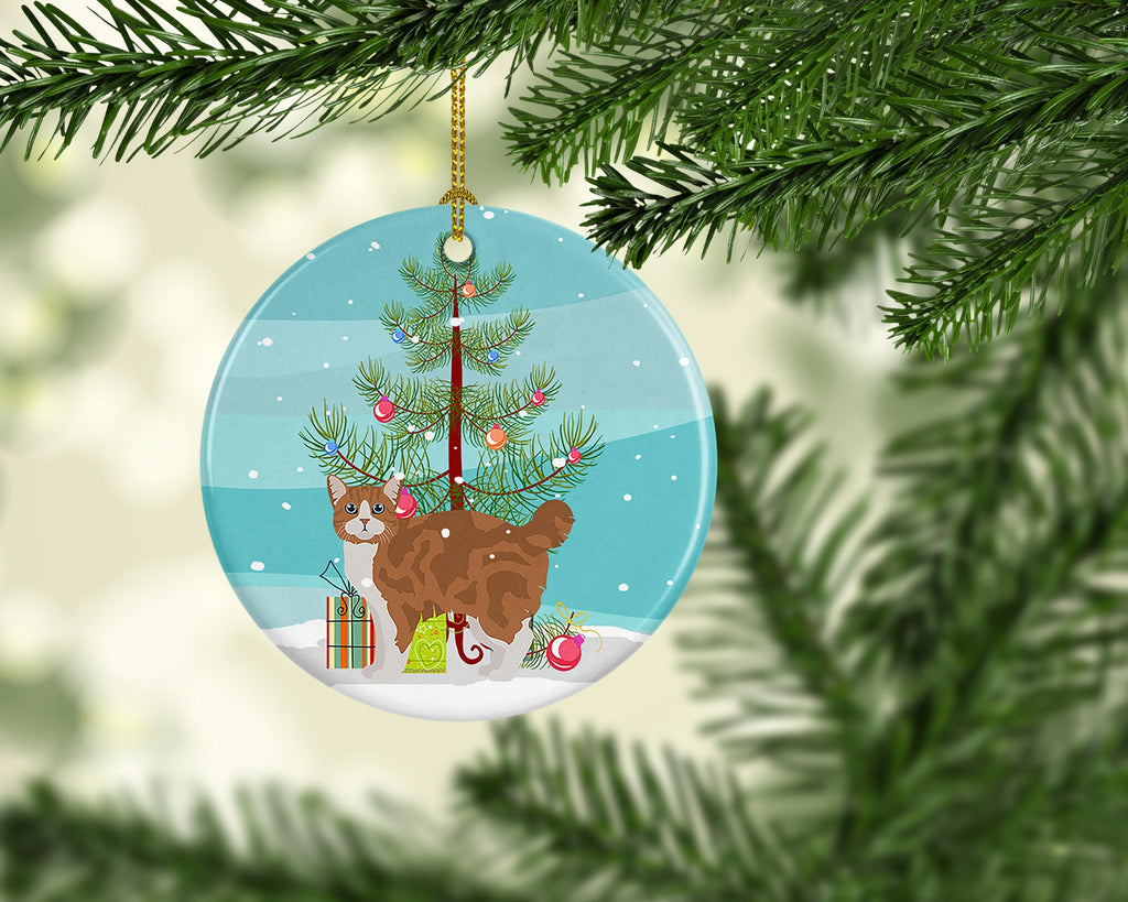 Manx Cat Christmas Ceramic Ornament-1