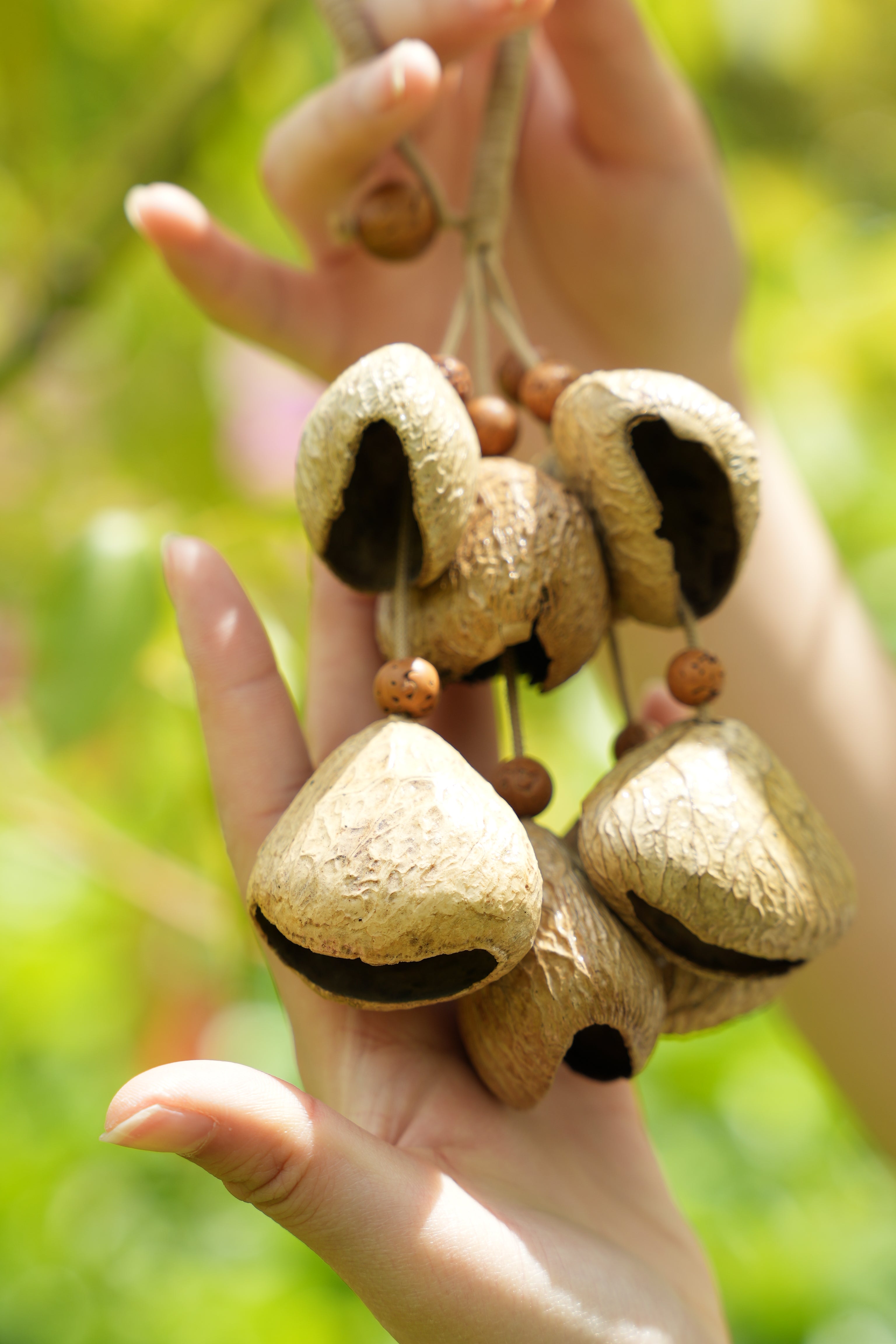 "The Forest Harvest Ring" - Natural Seed Cluster Charm with Dark Wood Handle