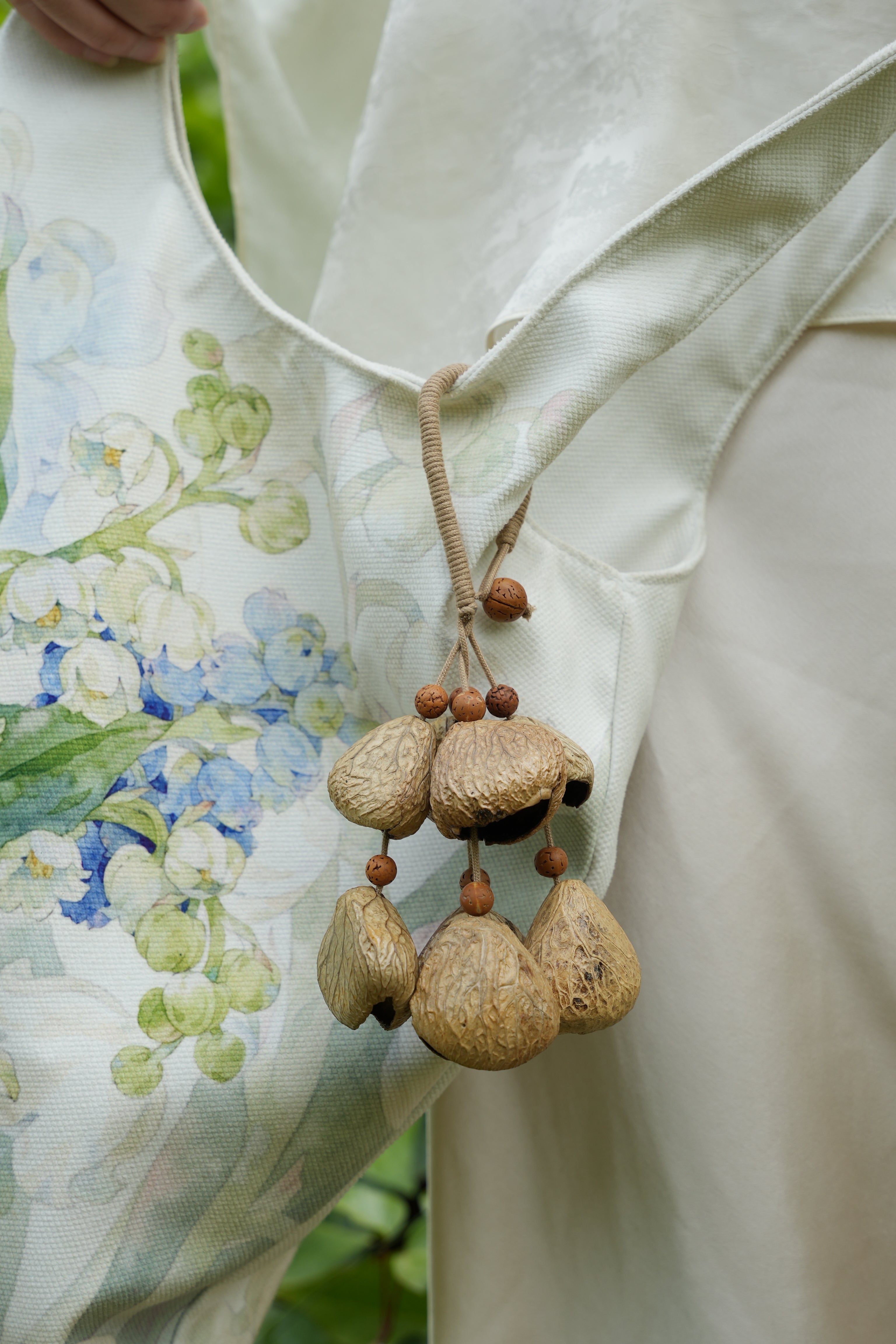 "The Forest Harvest Ring" - Natural Seed Cluster Charm with Dark Wood Handle