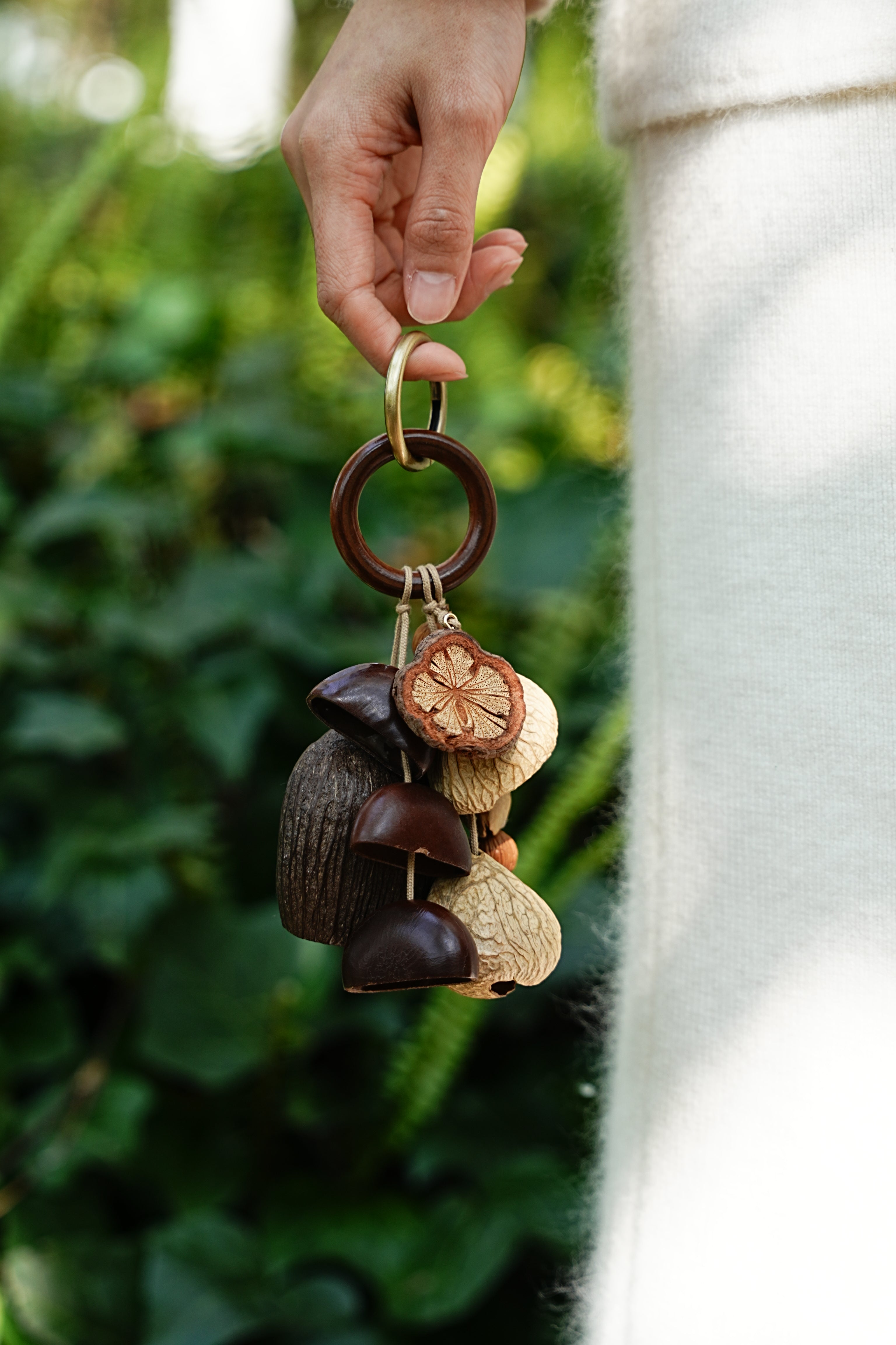 "The Forest Harvest Ring" - Natural Seed Cluster Charm with Dark Wood Handle