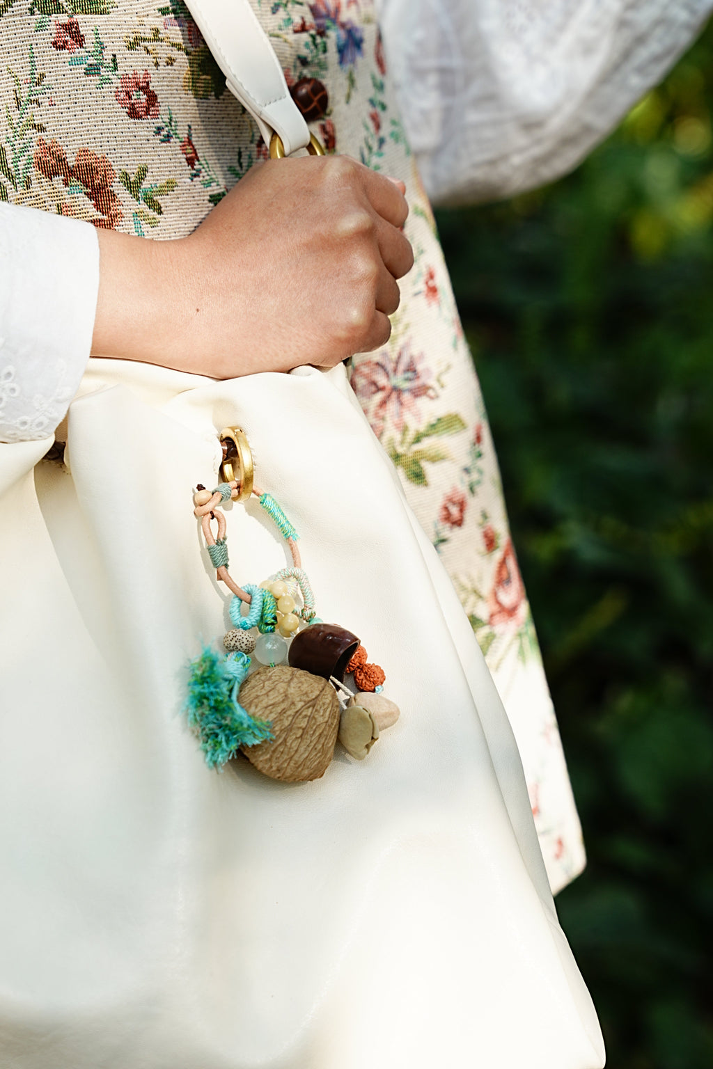 "The Mint Breeze" - Hand-Wrapped Tassel Charm with Rudraksha & Jade-Tone Bead