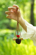 "The Little Harvest" - Minimalist Seed Charm with Micro-Crocheted Fruit