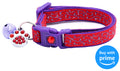 Purple Swirls on Red Safety Cat Collar-0