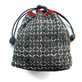 Drawstring Bag with KOKI Weaving Sashiko Hydrangea Half Kit Blue