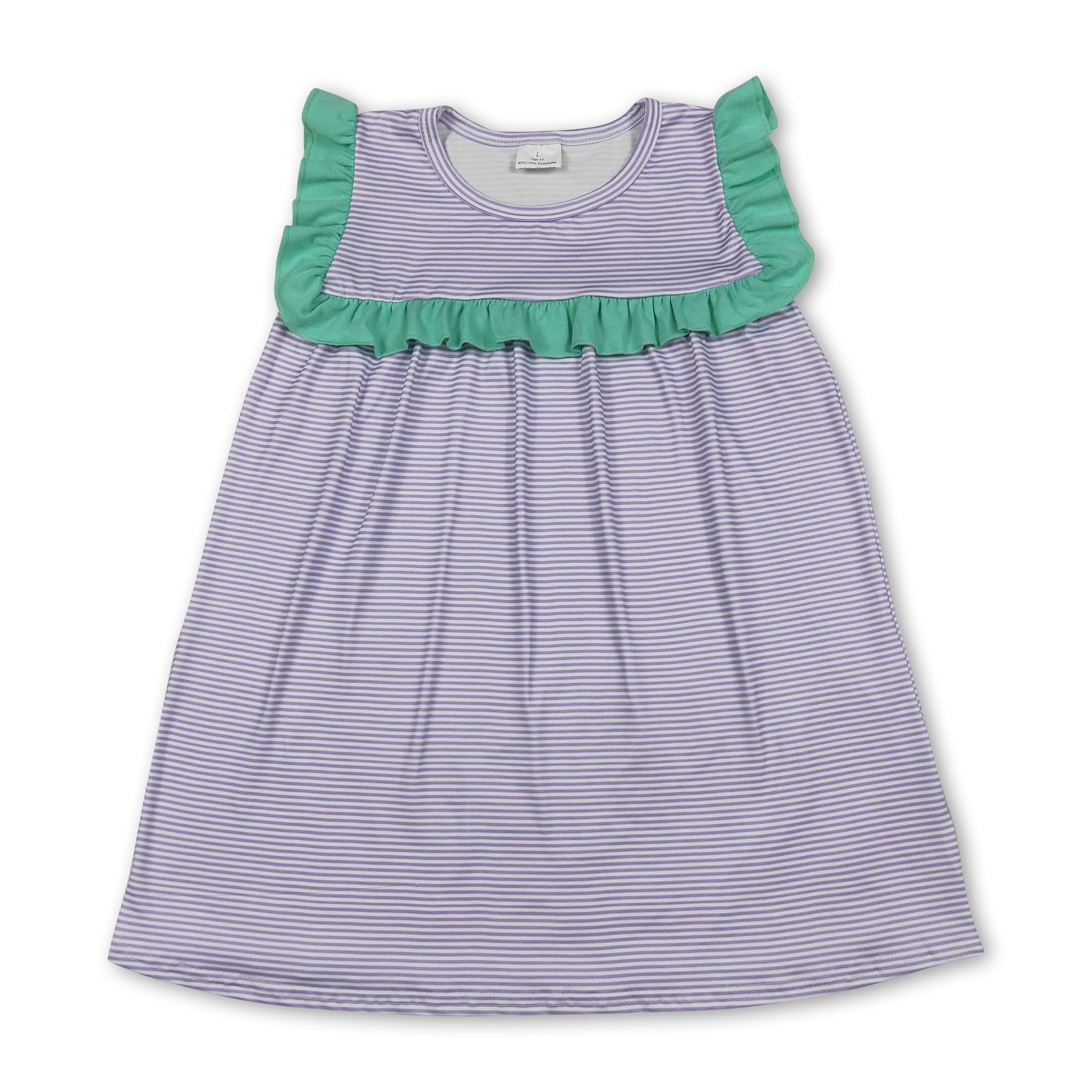 Sleeveless ruffle stripe baby girls summer dresses