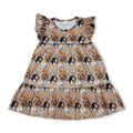 Flutter sleeves football dog T ruffle girls team dresses