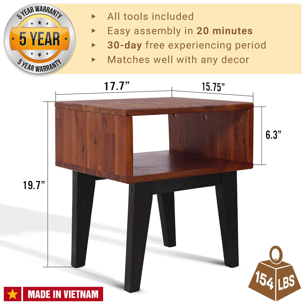 Acacia Serena Solid Wood Nightstand - Elegant and Durable Bedside Storage