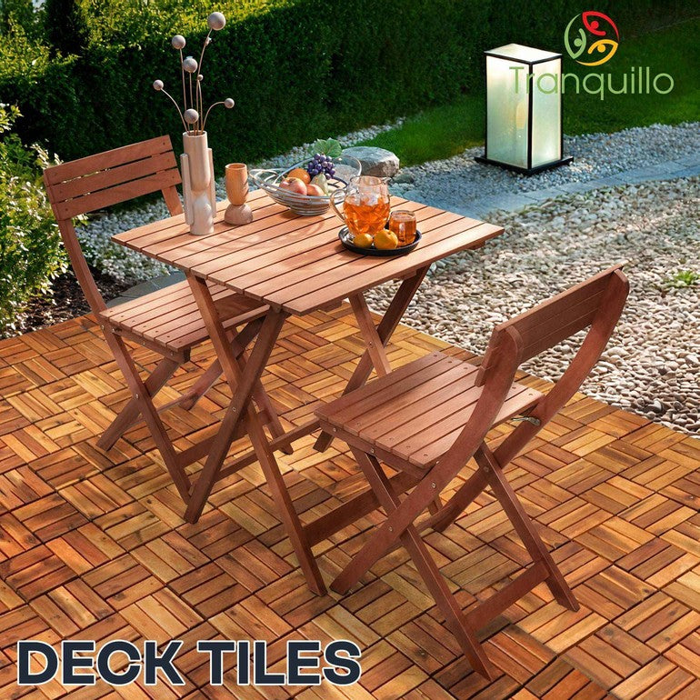 Tranquillo Solid Wood Premium Deck Tiles set 10 for Stylish Outdoor Spaces