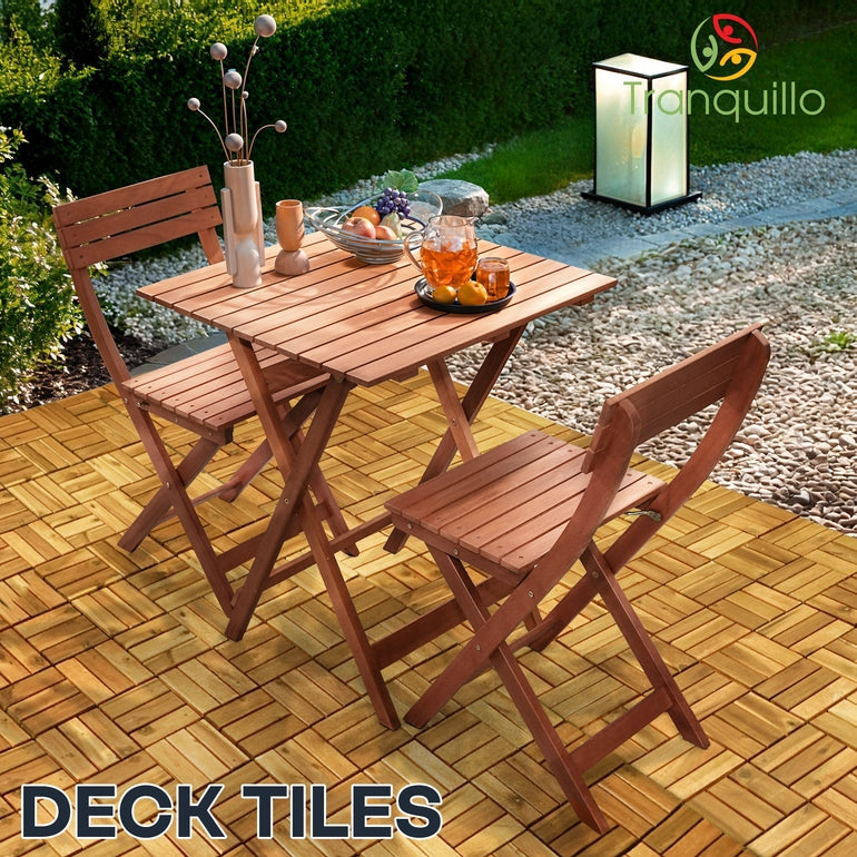 Tranquillo Solid Wood Premium Deck Tiles set 10 for Stylish Outdoor Spaces