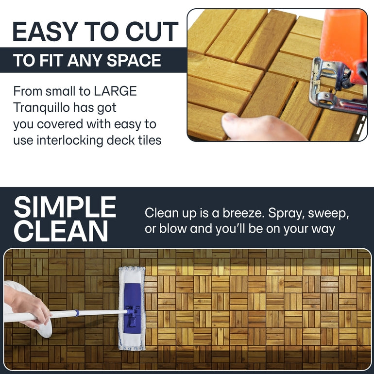 Tranquillo Solid Wood Premium Deck Tiles set 10 for Stylish Outdoor Spaces