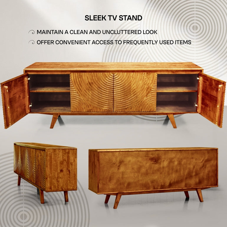 Acacia Harmony TV Stand with Storage for TVs up to 80 Inches
