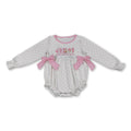 Long sleeves pink polka dots cake baby girls romper