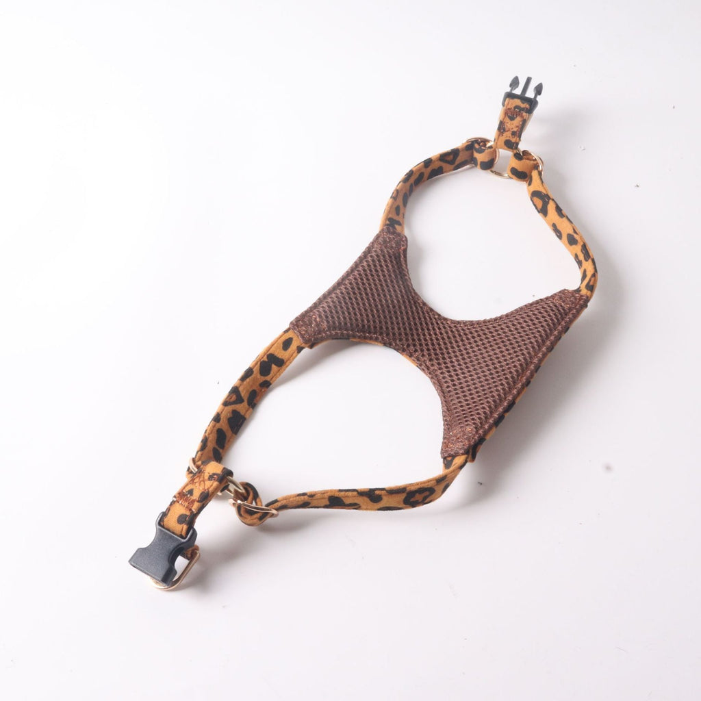 Leopard Print Dog Harness and Leash Set Adjustable Luxury Puppy Vest