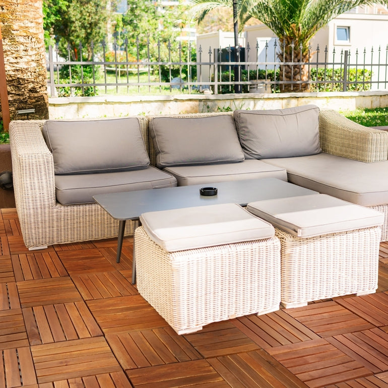 Tranquillo Acacia Deck Tiles 6 Slat Interlocking Decking Tiles set 9 – Indoor & Outdoor Flooring