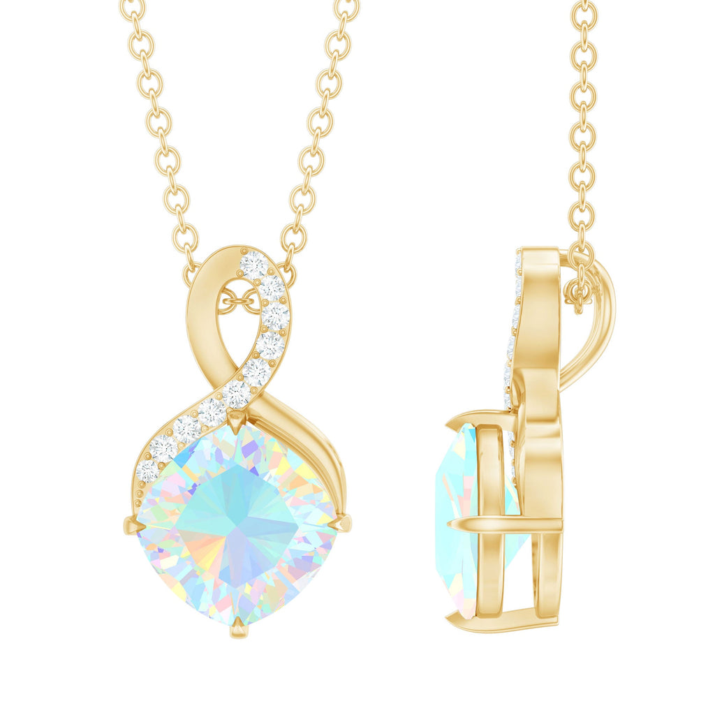Cushion Cut Ethiopian Opal Infinity Necklace with Silver Chain