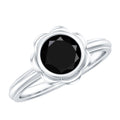 1.5 Carat Lab Grown Black Diamond Flower Engagement Ring