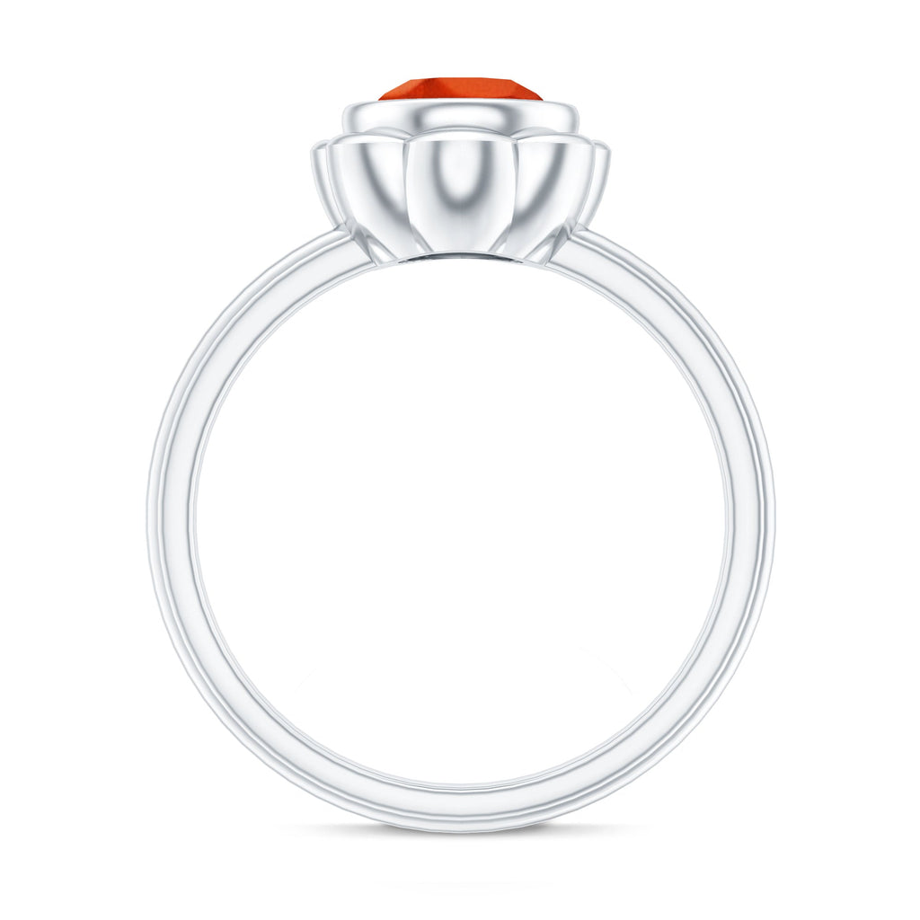 1.5 Carat Lab Grown Orange Sapphire Bezel Set Engagement Ring